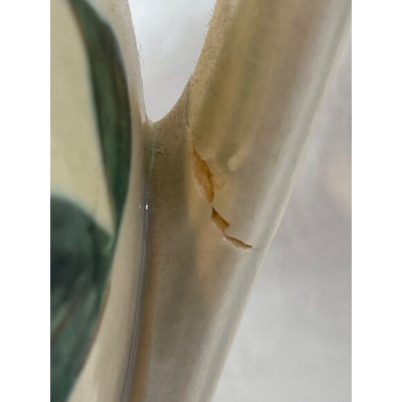 Vintage Handpainted Floral Ceramic Pitcher With Handle *DAMAGED*READ* - Picture 7 of 9